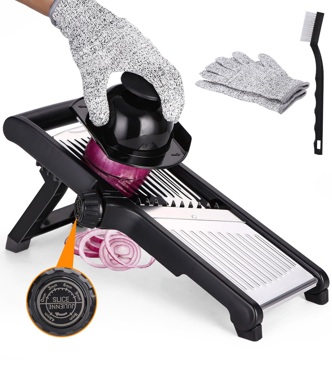 Mandoline Gemüsehobel 5-in-1 Profi Verstellbar Gemüseschneider Multifunktion Gemüsehobel Edelstahl H