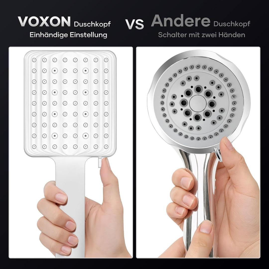 VOXON Duschkopf mit Schlauch 1,6m, Handbrause Duschbrause Gross, Duschkopf Wassersparend Hochdruck,
