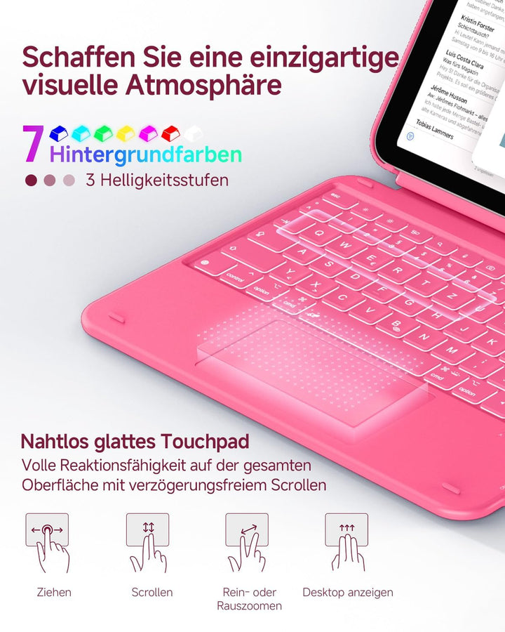 CACOE iPad 11 Hülle mit Tastatur (A16) 2025 & iPad 10. Generation 10,9 Zoll, Magnetisch Abnehmbare K