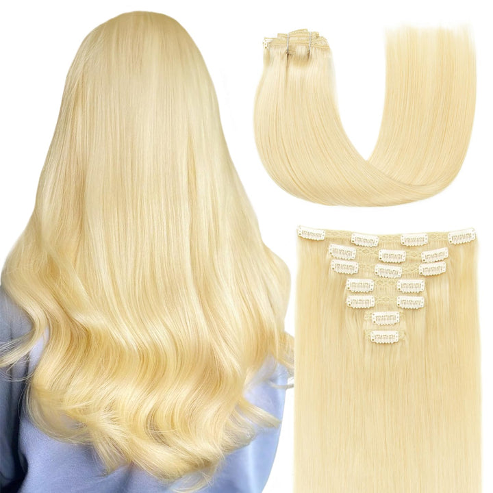Echthaar Extensions Clip in Extensions Echthaar 30cm 100g 7 Stück Unsichtbar Gerade Glatt Nahtlos Do