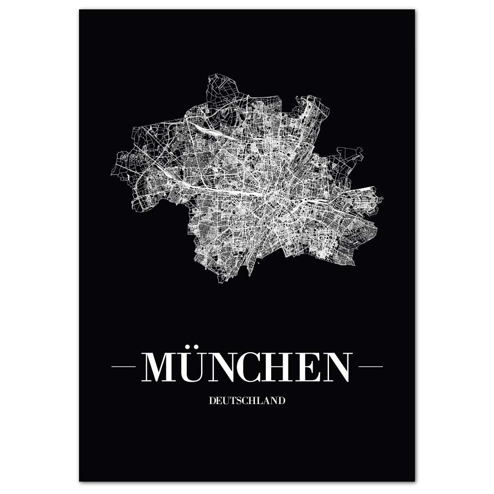 JUNIWORDS Stadtposter, München, Wähle eine Grösse, 40 x 60 cm, Poster, Schrift A, Schwarz 40 x 60 cm