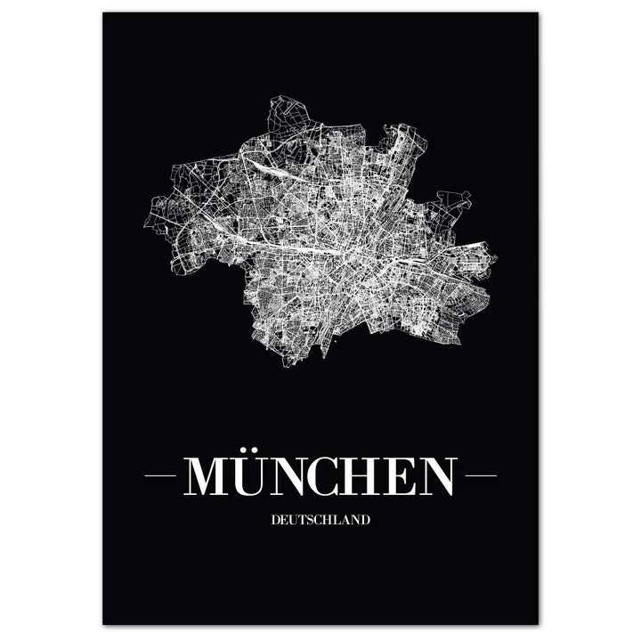 JUNIWORDS Stadtposter, München, Wähle eine Grösse, 40 x 60 cm, Poster, Schrift A, Schwarz 40 x 60 cm