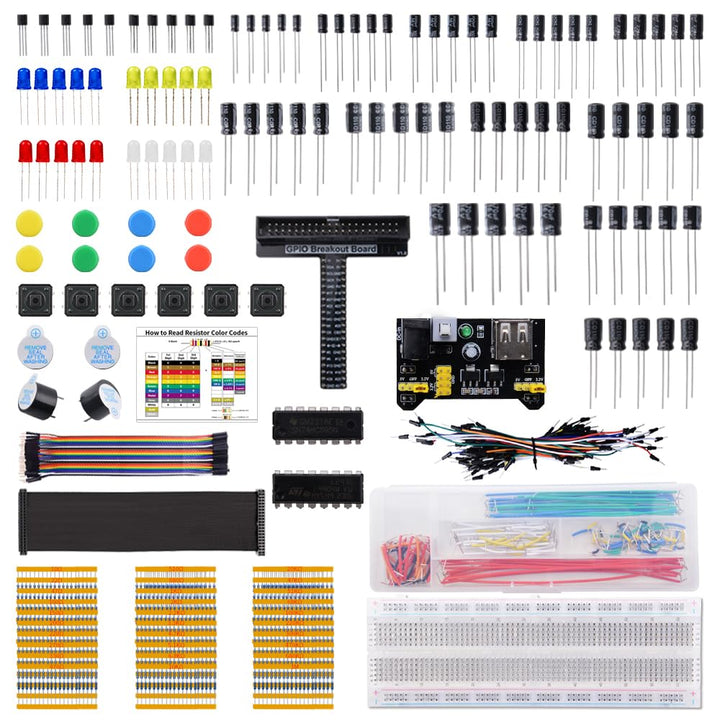 GeeekPi Electronics Component Starter Fun Kit mit Netzteilmodul,Steckbrett,GPIO Erweiterung Modul,Wi