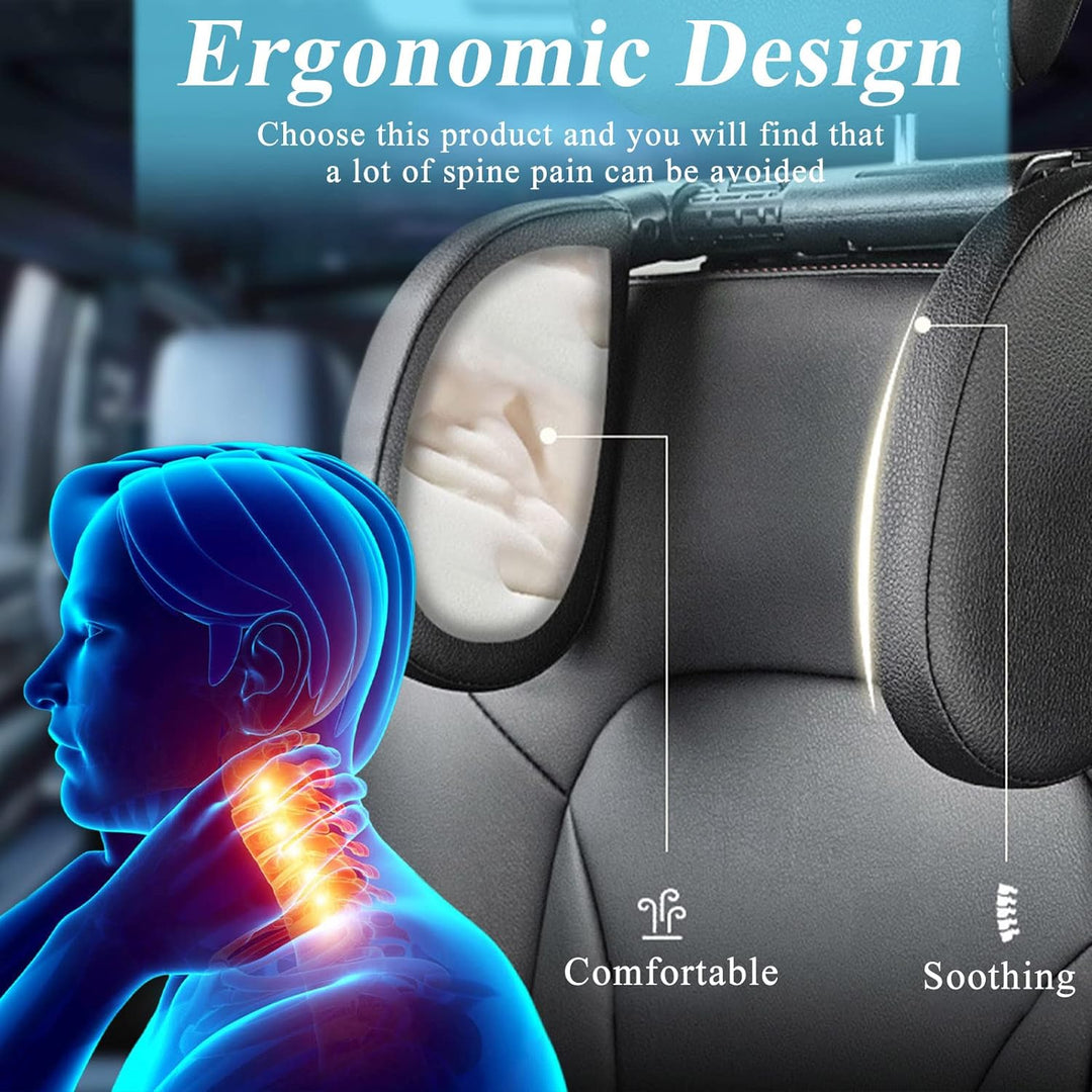 KopfstüTze Auto Kinder, 180 Grad Verstellbares Atmungsaktiv Leder Nackenkissen Kinder, NackenstüTze