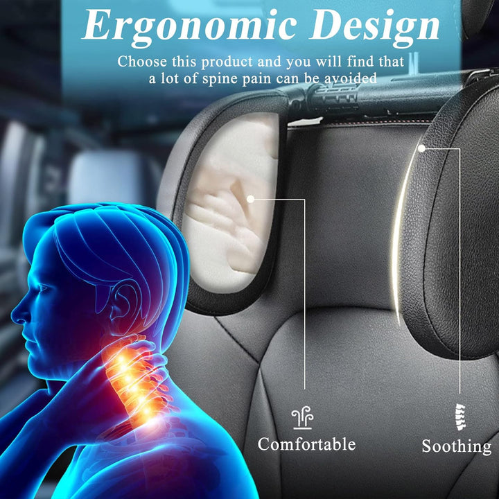 KopfstüTze Auto Kinder, 180 Grad Verstellbares Atmungsaktiv Leder Nackenkissen Kinder, NackenstüTze