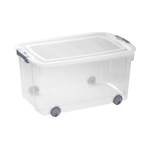 Curver Allibert Logic 192383 Kiste mit Rollen, 50 l, Polypropylen, Transparent
