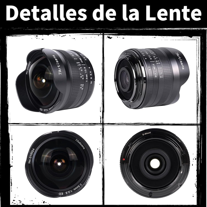 7Artisans 7,5 mm F2,8 II Sony E Mount APS-C Fisheye Prime Objektiv,Manuelles 190° Ultra Weitwinkel F
