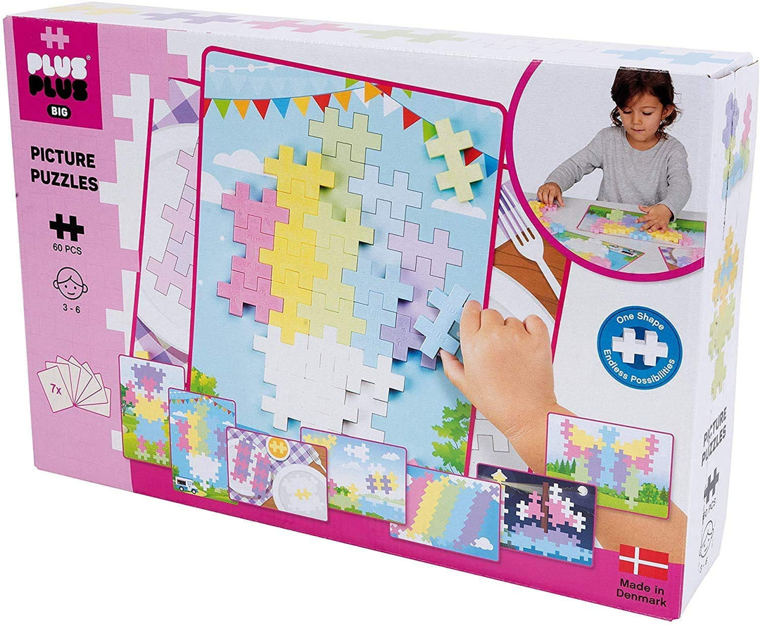 Geniales Konstruktionsspielzeug, Big Picture Puzzle Pastel, Vorlagen-Puzzle, Bausteine-Set, 60 Teile