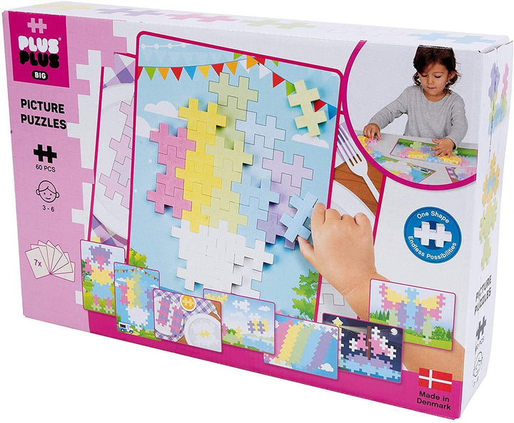 Geniales Konstruktionsspielzeug, Big Picture Puzzle Pastel, Vorlagen-Puzzle, Bausteine-Set, 60 Teile