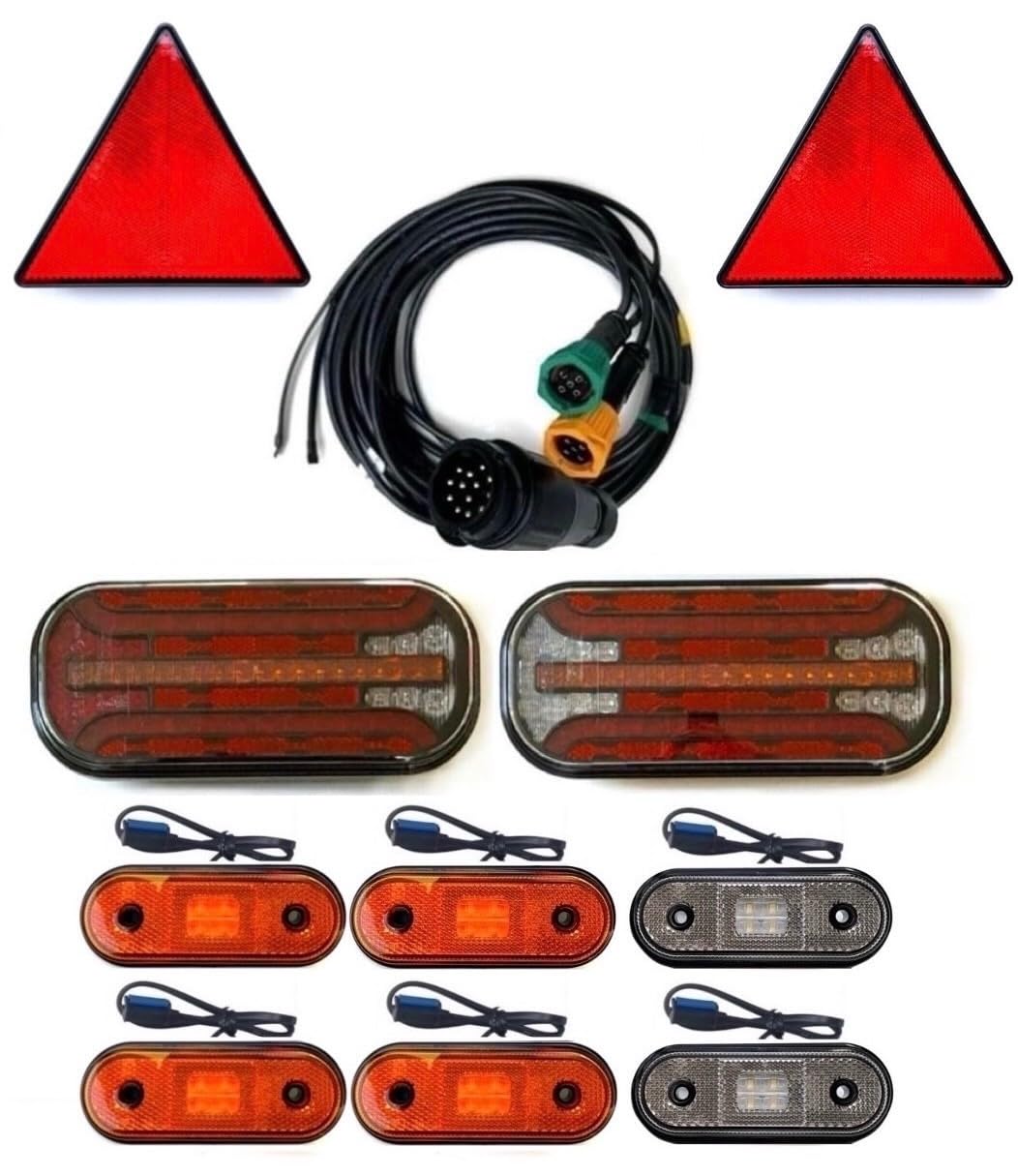 Anhängerbeleuchtung SET LED Rückleuchten 12V 24V 5 m 13 polig Kabel für Anhänger