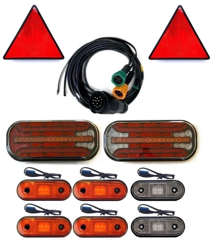 Anhängerbeleuchtung SET LED Rückleuchten 12V 24V 5 m 13 polig Kabel für Anhänger