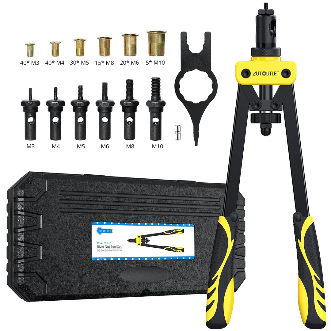 AUTOUTLET Nietmutternzange Set, 14" Profi Nietzangen Nietmutterzange mit 6 Austauschbare Dorne M3 M4
