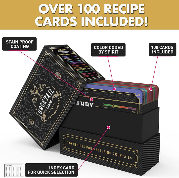 Cocktail Cards: 100 Cocktail Recipes to Master Cocktails in Barkeeper-Lernkartenform mit Schritt-für