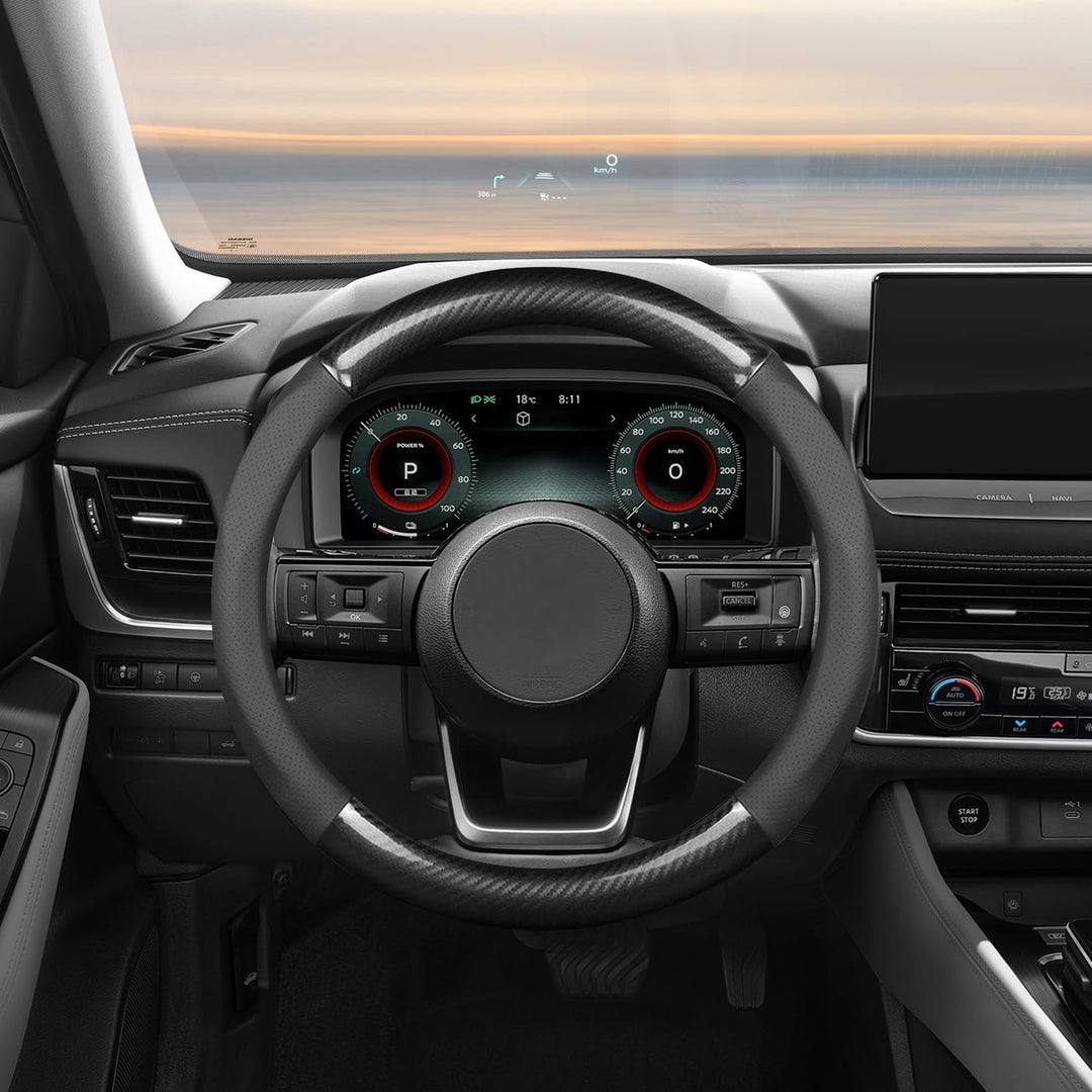 Ergocar Auto Lenkradbezug Rutschfester Auto Sport Lenkradschutz Kohlefaser &amp; PU Leder für Durchmesse