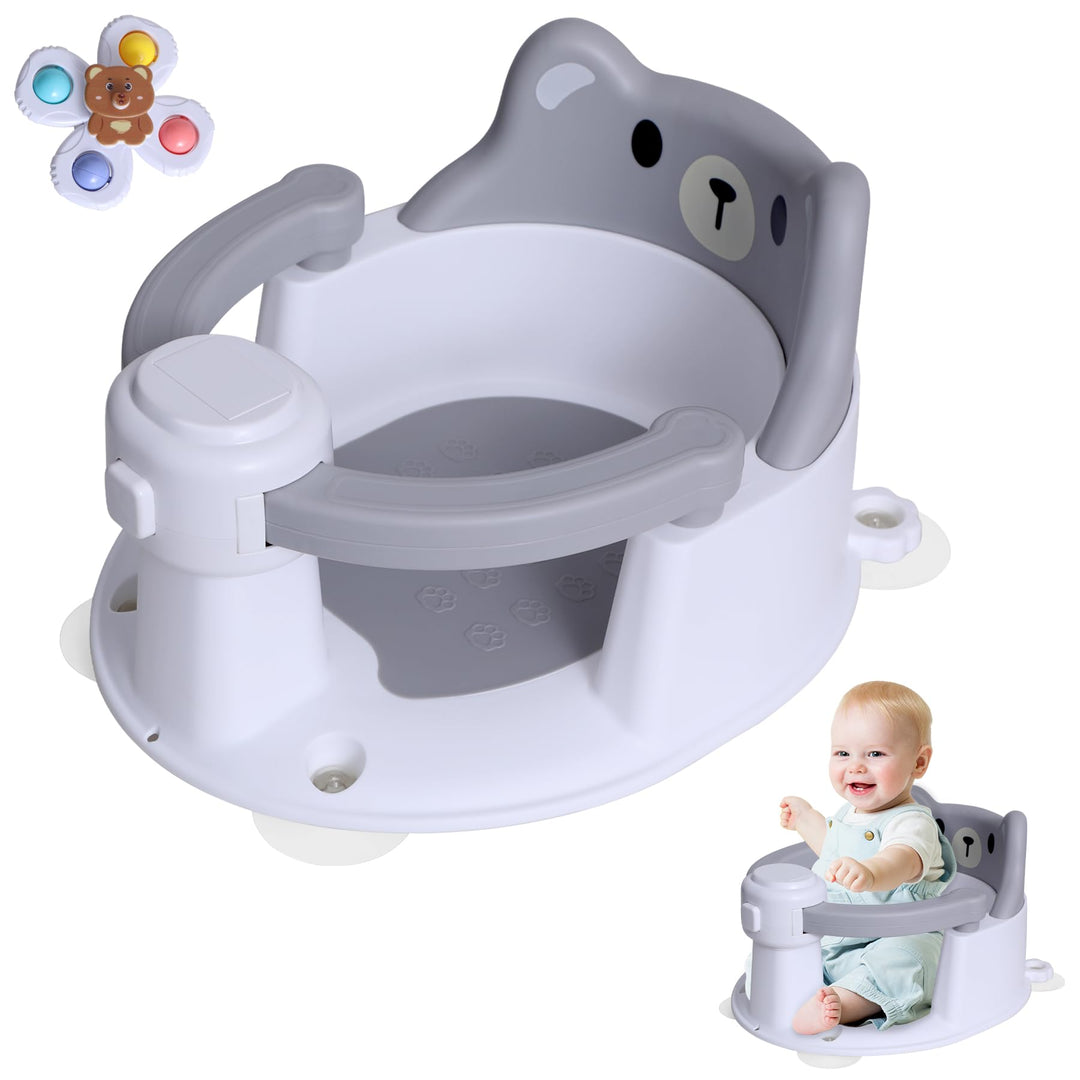 REDCAMP Baby Badewannensitz mit 4 starken Saugnäpfen, aufklappbare Armlehnen für einfachen Ein- und