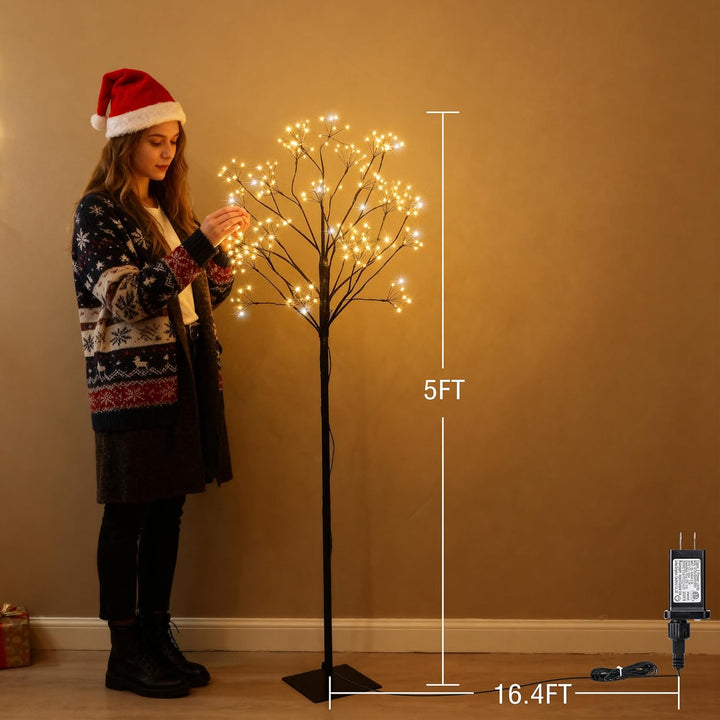1.5M im Freien künstlichen Baum enthält 14 LED Weisse Blinkende Glühbirne - 216 LED Pre lit Weihnach