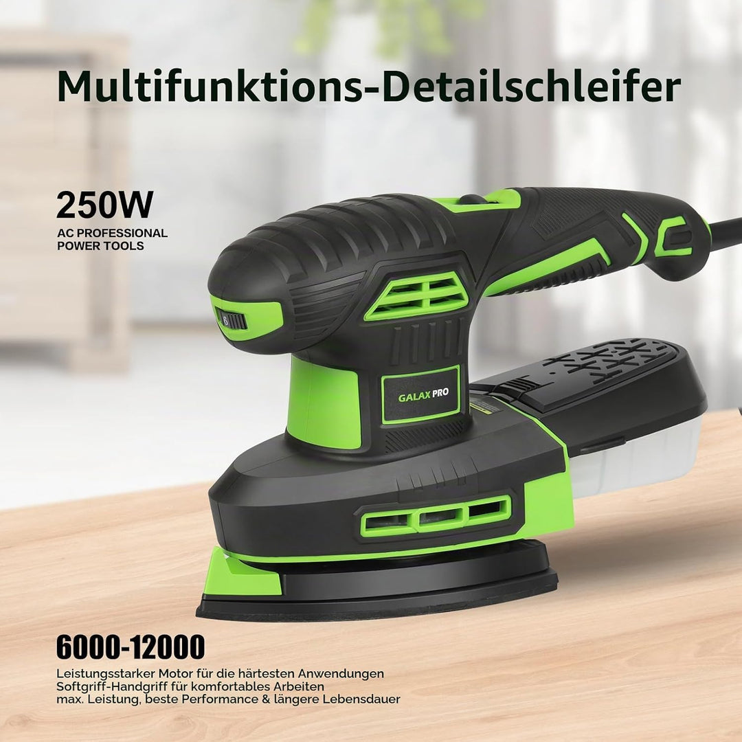 GALAX PRO 250W 2-in-1 Multischleifer, 6000-12000 U/min 6-stufig variable Geschwindigkeit Multifunkti