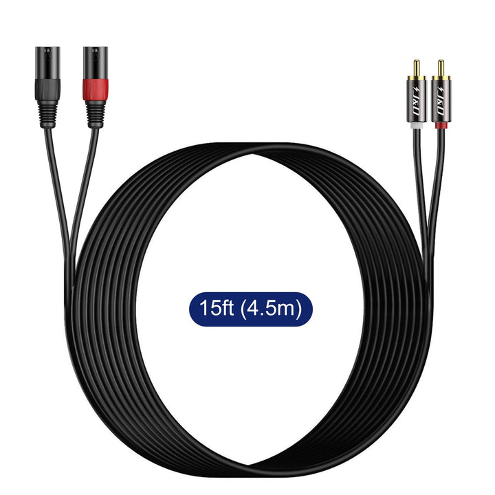 J&D Dual Cinch-Stecker auf Dual XLR-Stecker (4,5 Meter), 2 Cinch auf 2 XLR Male HiFi Stereo Audio Ve