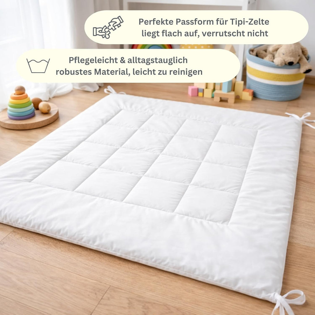 ALRITHO® Bodenmatte mit Bändern 120x120cm | gepolsterte Matte für Tipi Zelte für Kinder, Spielzelte,
