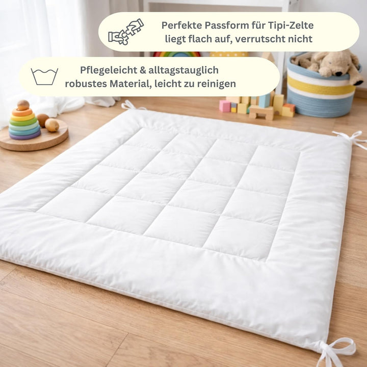 ALRITHO® Bodenmatte mit Bändern 120x120cm | gepolsterte Matte für Tipi Zelte für Kinder, Spielzelte,