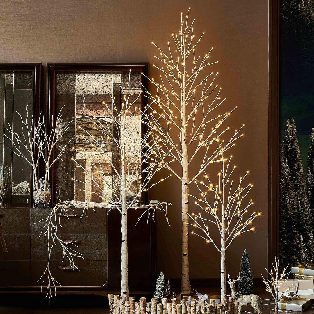 Hairui LED Baum Warmweiss 128LEDs Birke Lichterbaum 180CM Künstlicher Weihnachtsbaum mit Teilweise F