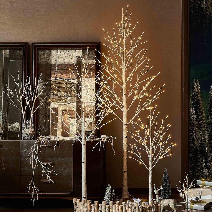 Hairui LED Baum Warmweiss 128LEDs Birke Lichterbaum 180CM Künstlicher Weihnachtsbaum mit Teilweise F
