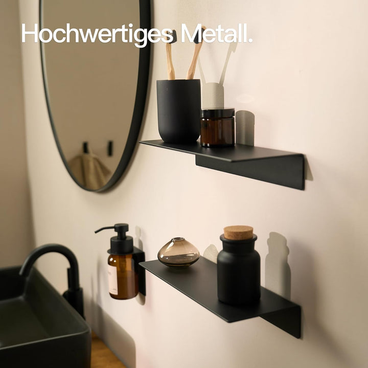 Designfabrik Hamburg Wandregal ohne Bohren | Duschregal selbstklebend | Ablage für Bad, Gästebad, Kü