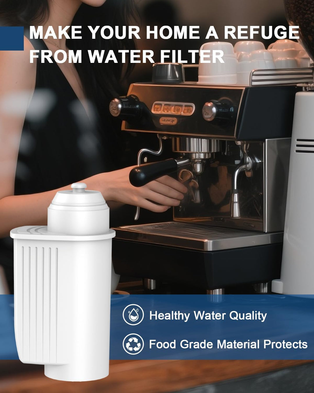 Kaffee-Wasserfilter Ersatz 4 Packung für TZ70003 Wasserfilter | Kompatibel mit der EQ-Serie TCZ7003