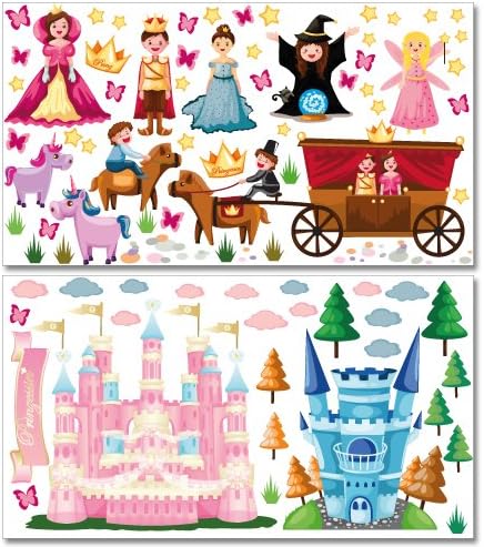 Wandkings Prinzessinnen Welt Wandsticker Megapack Set, 100 Aufkleber, Gesamtfläche 260 x 70 cm