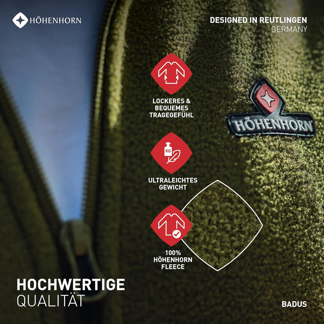 Höhenhorn Badus Herren Fleece Jacke Microfleece Full Zip Troyer Outdoor Wander Trekking