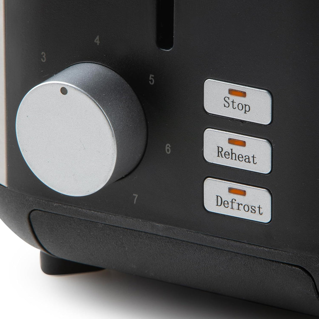 DOMO DO967T Toaster Langschlitz 4 Scheiben - 3 Funktionen: rösten, auftauen, abbrechen - 7 Temperatu