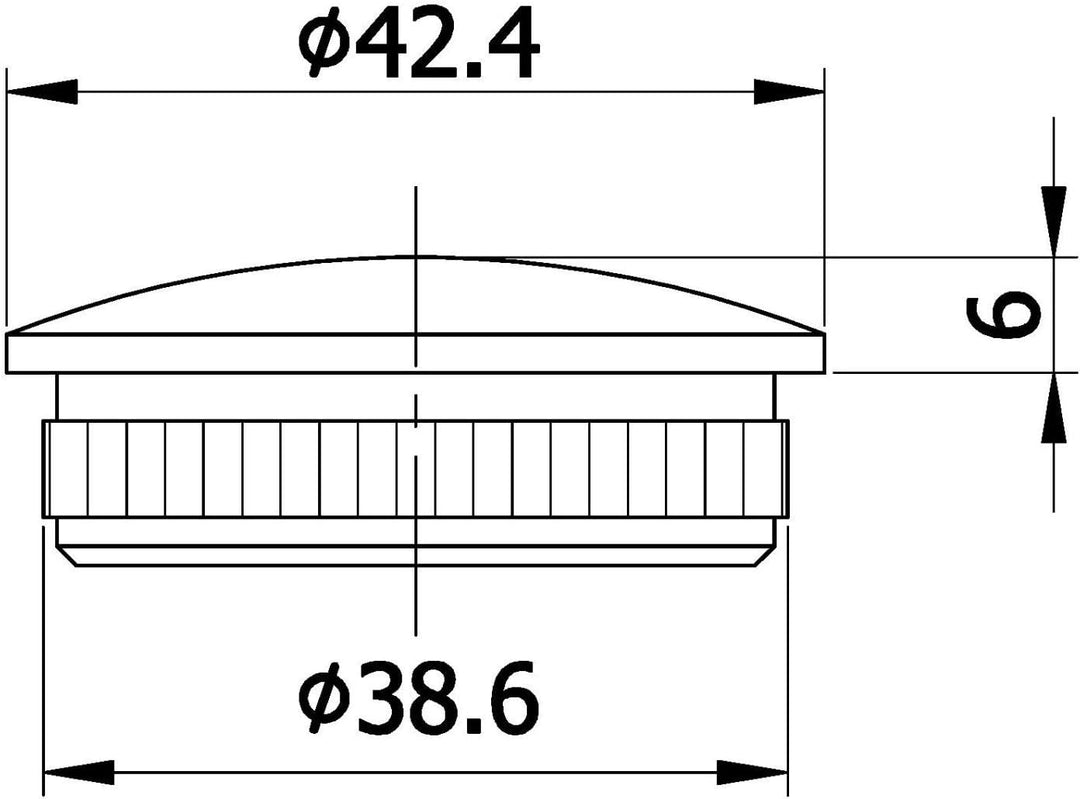 4 x Edelstahl Endkappe, Rohrverschluss,Rohrstopfen, leicht gewölbt, konvex mit Rändel für Ø 42,4 mm