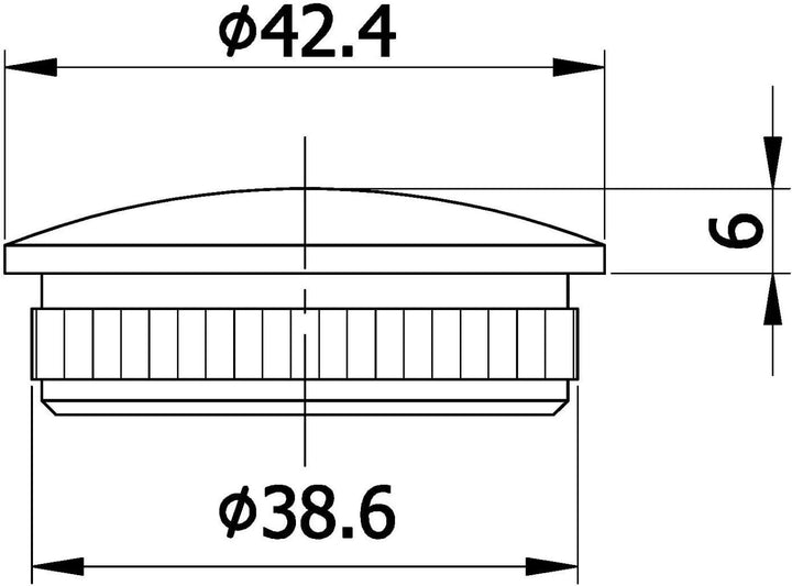 4 x Edelstahl Endkappe, Rohrverschluss,Rohrstopfen, leicht gewölbt, konvex mit Rändel für Ø 42,4 mm