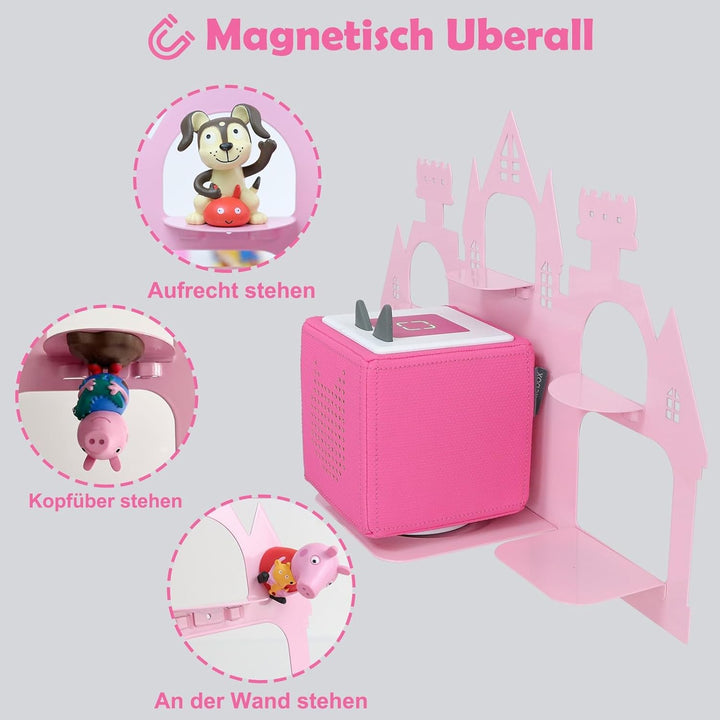 Magnetisch Regal für Tonie, Wand Regal für Toniebox/Tonie Figuren Aufbewahrung 15-25 Stück, Schloss