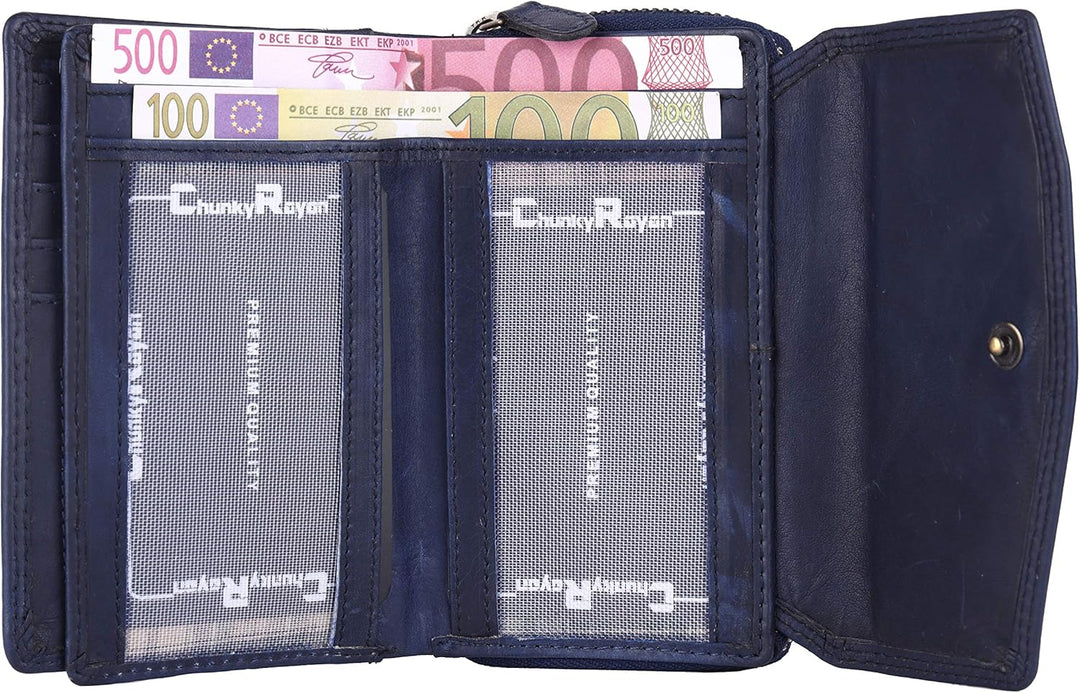 Chunkyrayan Echtleder Damen Geldbörse Hochwertig Vintage RFID Schutz inklusive Leder Schlüsselanhäng