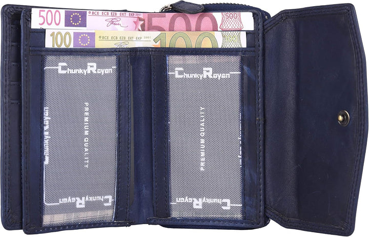 Chunkyrayan Echtleder Damen Geldbörse Hochwertig Vintage RFID Schutz inklusive Leder Schlüsselanhäng