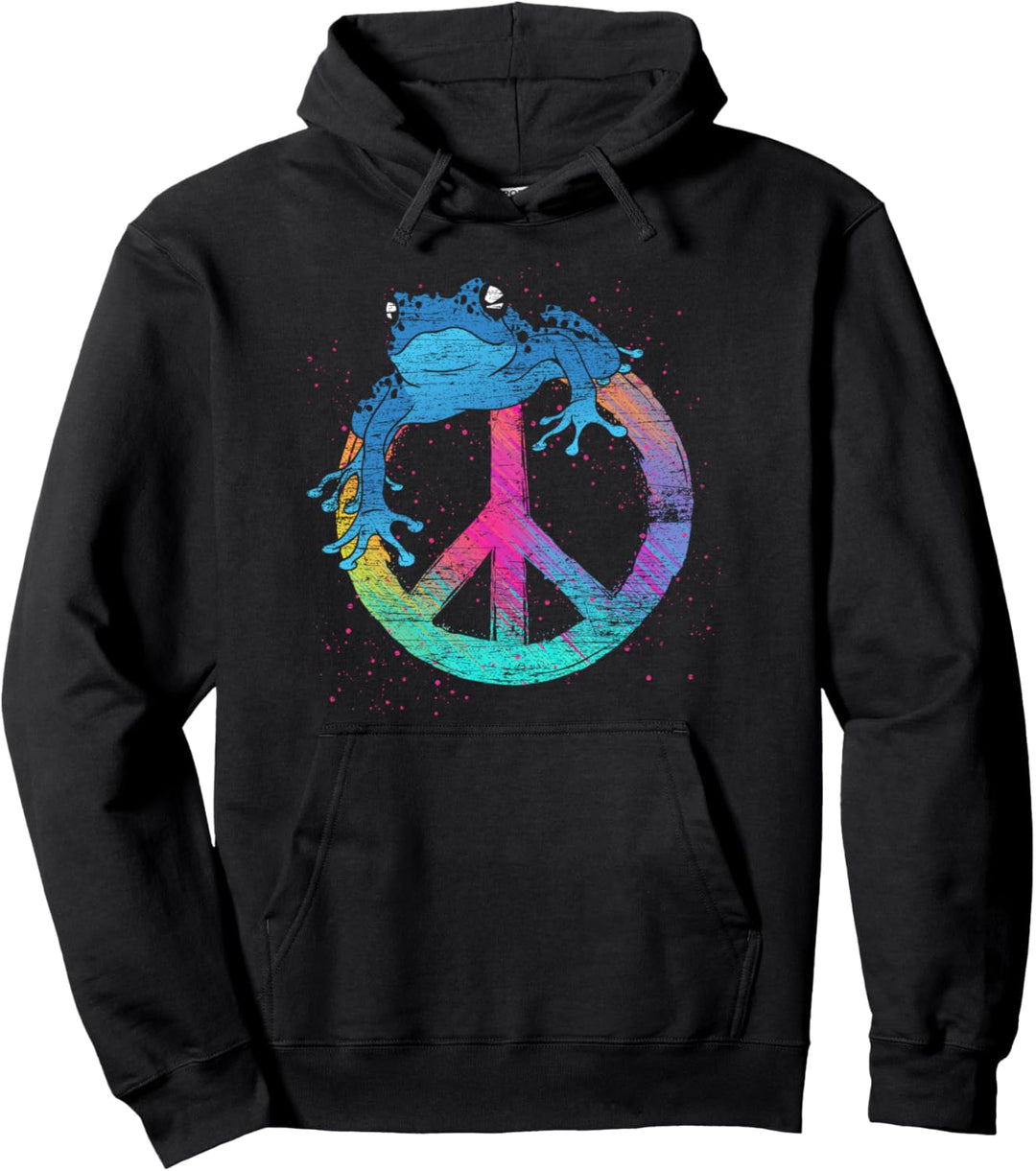 Hippie Kröten Peacezeichen Frosch Pullover Hoodie