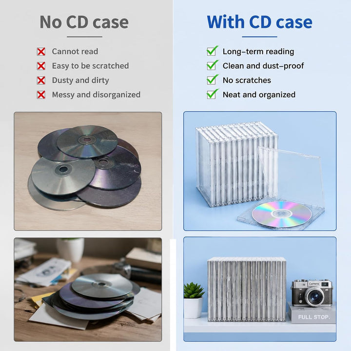 12 Stück CD Hüllen Transparent, DIY CD Leerhüllen Plastik Schmal | Stapelbar DVD Hülle für 12cm, Lee