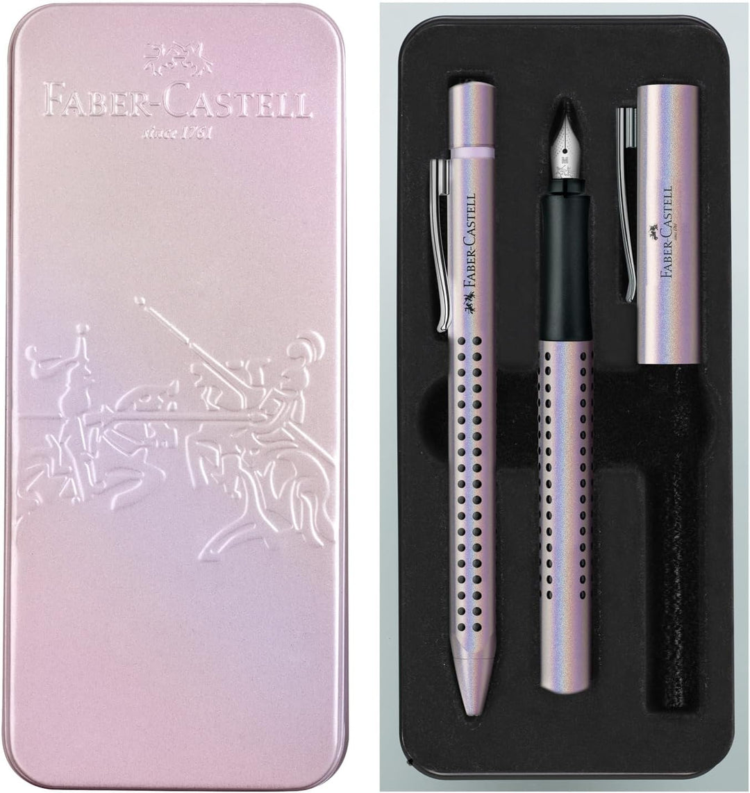 Faber-Castell 201533 - Schreibset Grip Edition Glam, mit Kugelschreiber und Füller, Federbreite M, p