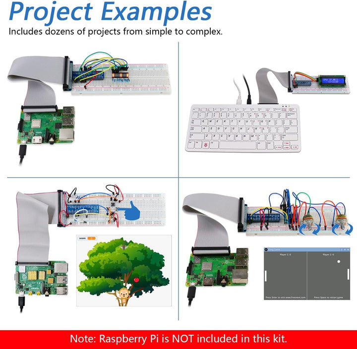 FREENOVE Ultrasonic Starter Kit for Raspberry Pi 4 B 3 B+ 400, 484-Page Detailed Tutorial, Python C