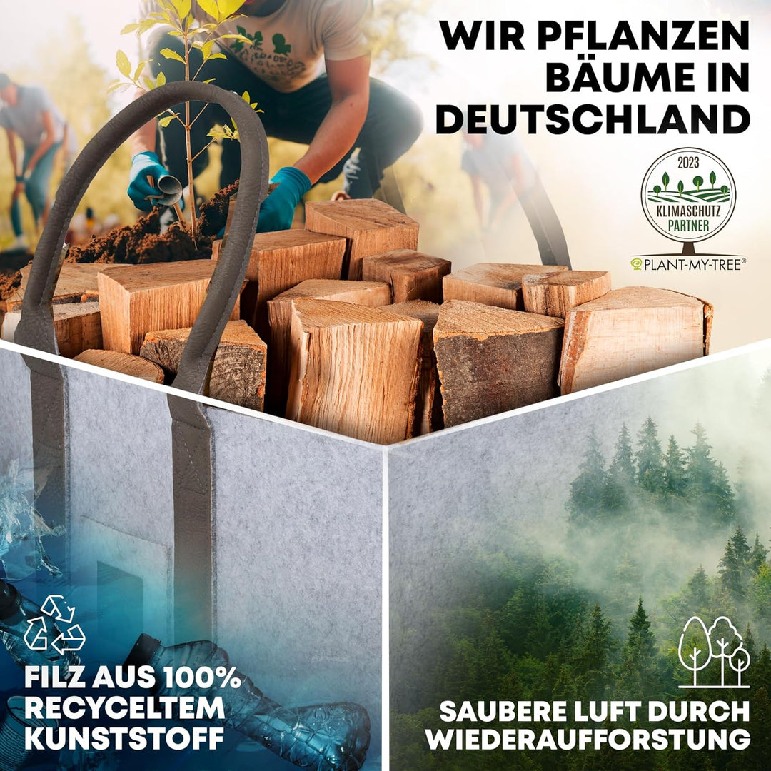 OAKAGE® Einkaufstasche Faltbar Filztasche Shopper Holzkorb für Kaminholz Gross Kaminholzkorb Filzkor