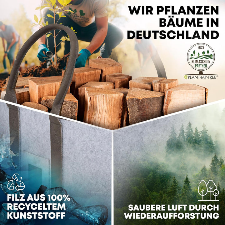 OAKAGE® Einkaufstasche Faltbar Filztasche Shopper Holzkorb für Kaminholz Gross Kaminholzkorb Filzkor