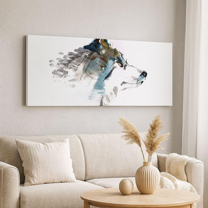 Wandbilder Dekoration Wohnzimmer Hund Illustration Fantasie Panorama Bilder auf Leinwand 120x50cm Le