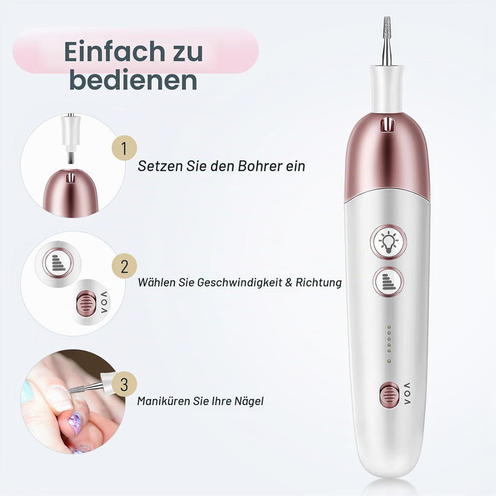 Maniküre Pediküre Set mit 9 Aufsätze,Tragbare Elektrische Nagelfeile 2000 mAh Wiederaufladbare Elekt