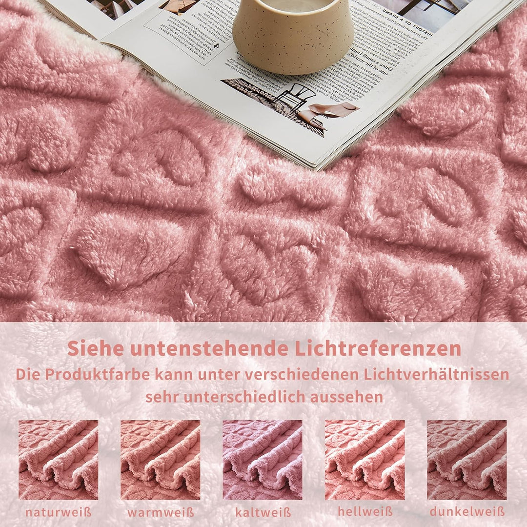 FY FIBER HOUSE Throw Blankets with Heart Checkered,Soft Warm Blankets for Lover Mom Father Friends G
