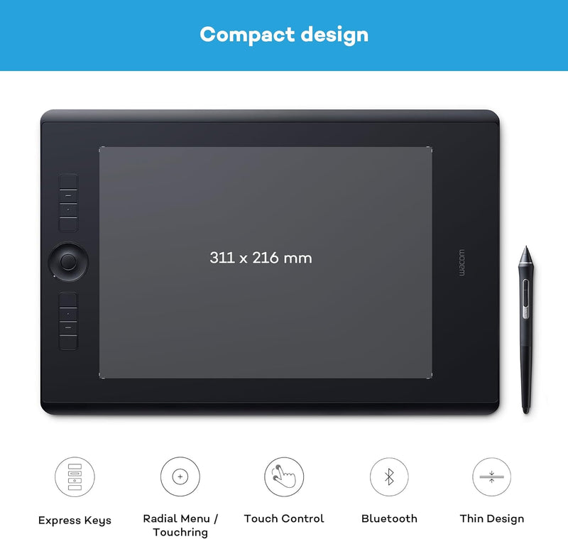 Wacom Intuos Pro Large Grafik-Tablett mit Bluetooth-Funktion – Grossflächiges Format für digitales Z