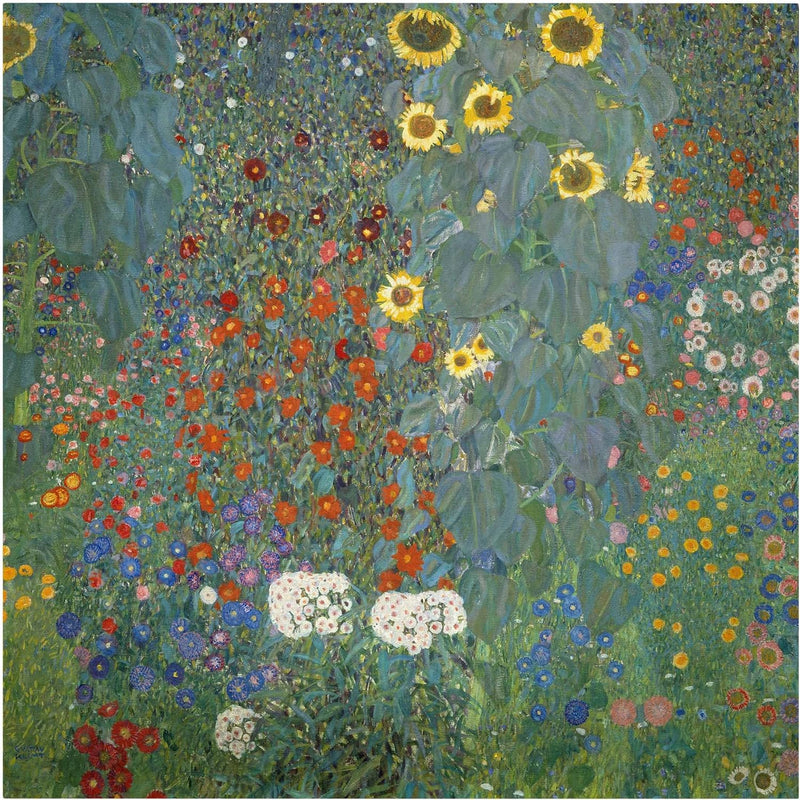 Top Gustav Klimt Leinwandbilder Bauerngarten mit Sonnenblumen 30 x 30cm 30cm x 30cm Gustav Klimt - B