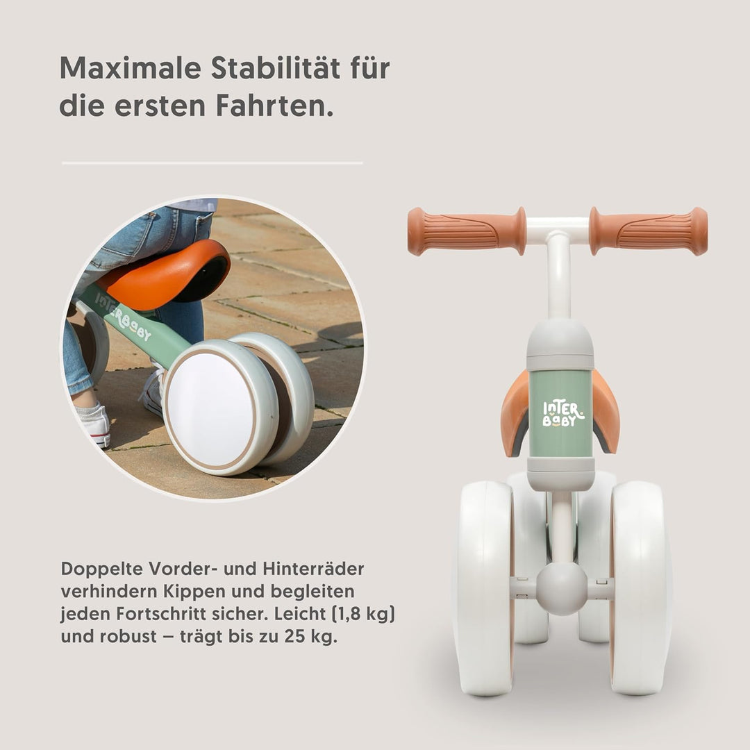 Interbaby | Laufrad für Babys 1 bis 3 Jahre - Kinderlaufrad für 12-36 Monate, Sicherer Baby-Rutscher