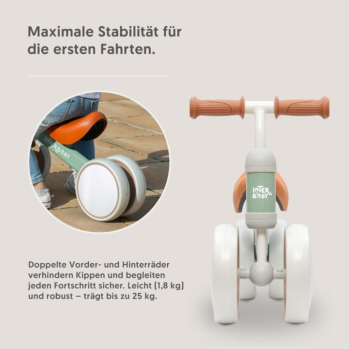 Interbaby | Laufrad für Babys 1 bis 3 Jahre - Kinderlaufrad für 12-36 Monate, Sicherer Baby-Rutscher