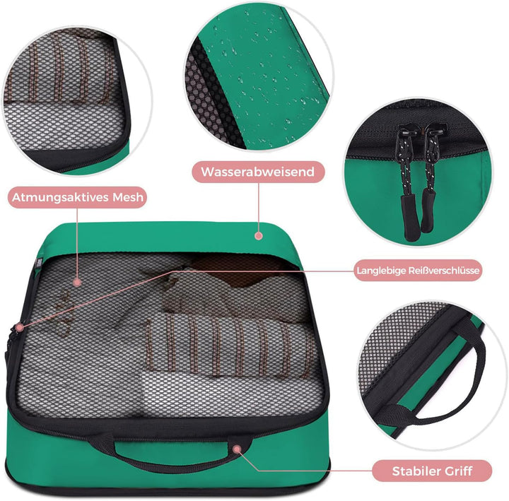 BAGLHER Packwürfel Kompression für die Reise - Extrem platzsparender Koffer-Organizer-Set, wasserdic